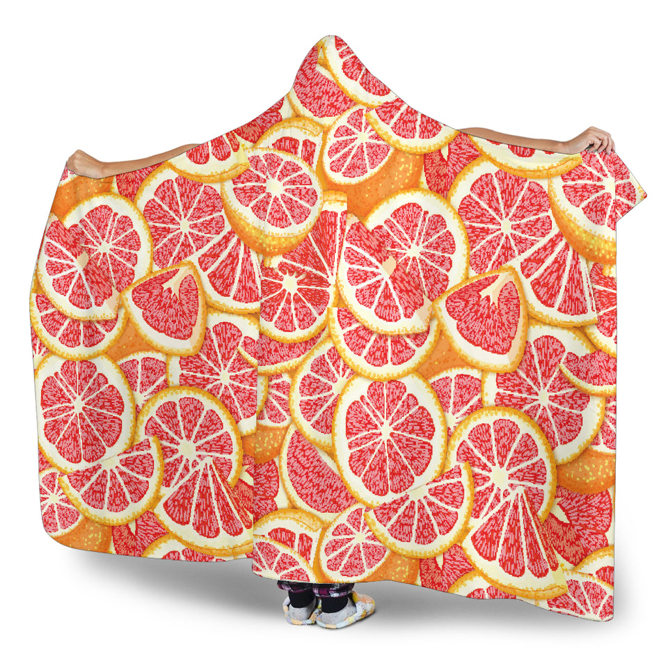 Tropical Grapefruit Pattern Hooded Blanket