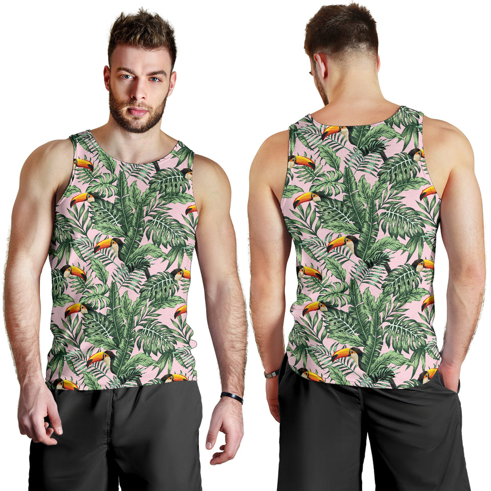 Toucan tropical green jungle palm pattern Men Tank Top