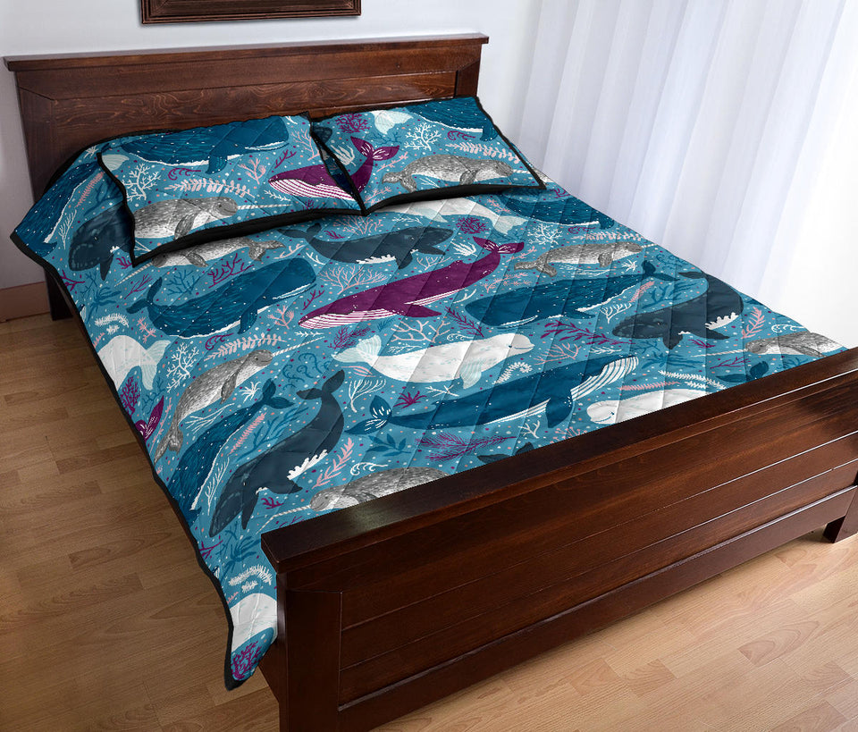 Whale design pattern Quilt Bed Set