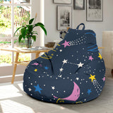 Space Pattern With Planets, Comets, Constellations And Stars Bean Bag Cover