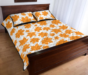 Orange Maple Leaf pattern Quilt Bed Set
