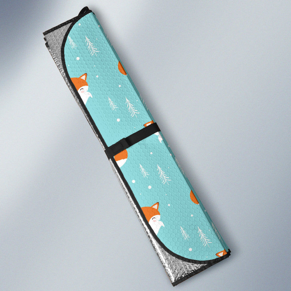 Fox Pattern Blue B Ackground Car Sun Shade