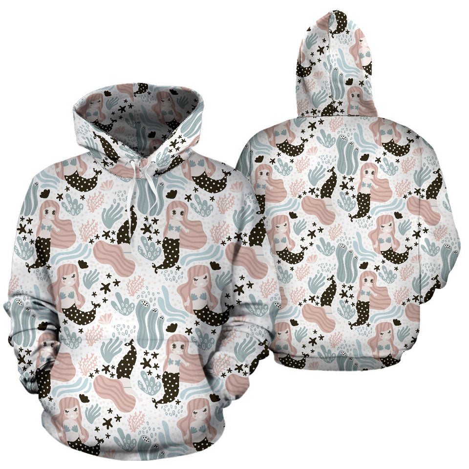 Cute Mermaid Pattern Men Women Pullover Hoodie