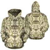 Light Green Camouflage Pattern Zip Up Hoodie