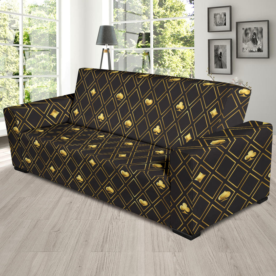 Casino Cards Suits Pattern Print Design 01 Sofa Slipcover