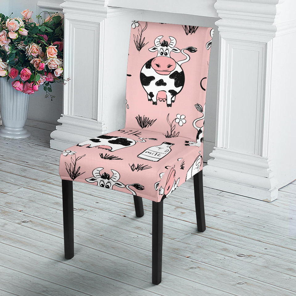 Cows Milk Product Pink Background Dining Chair Slipcover