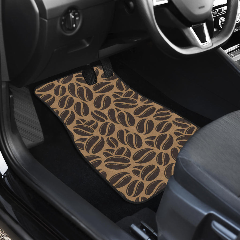 Coffee Bean On Brown Background Front And Back Car Mats
