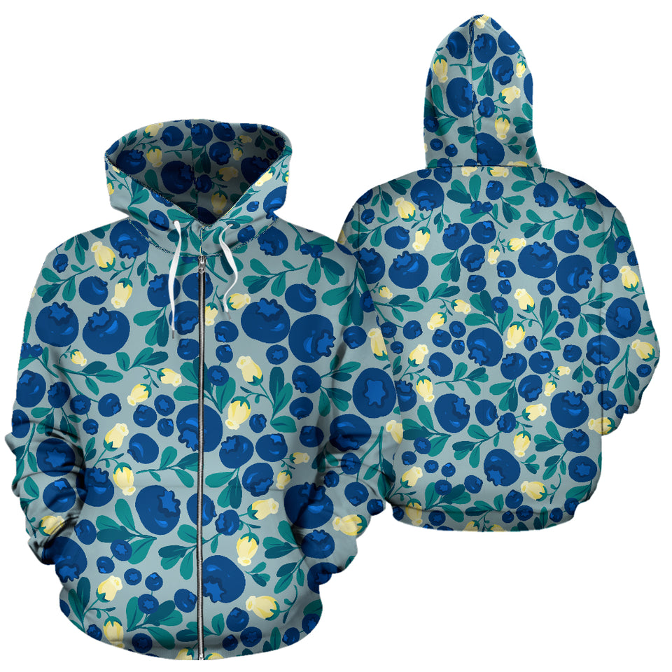 Blueberry Design Pattern Zip Up Hoodie