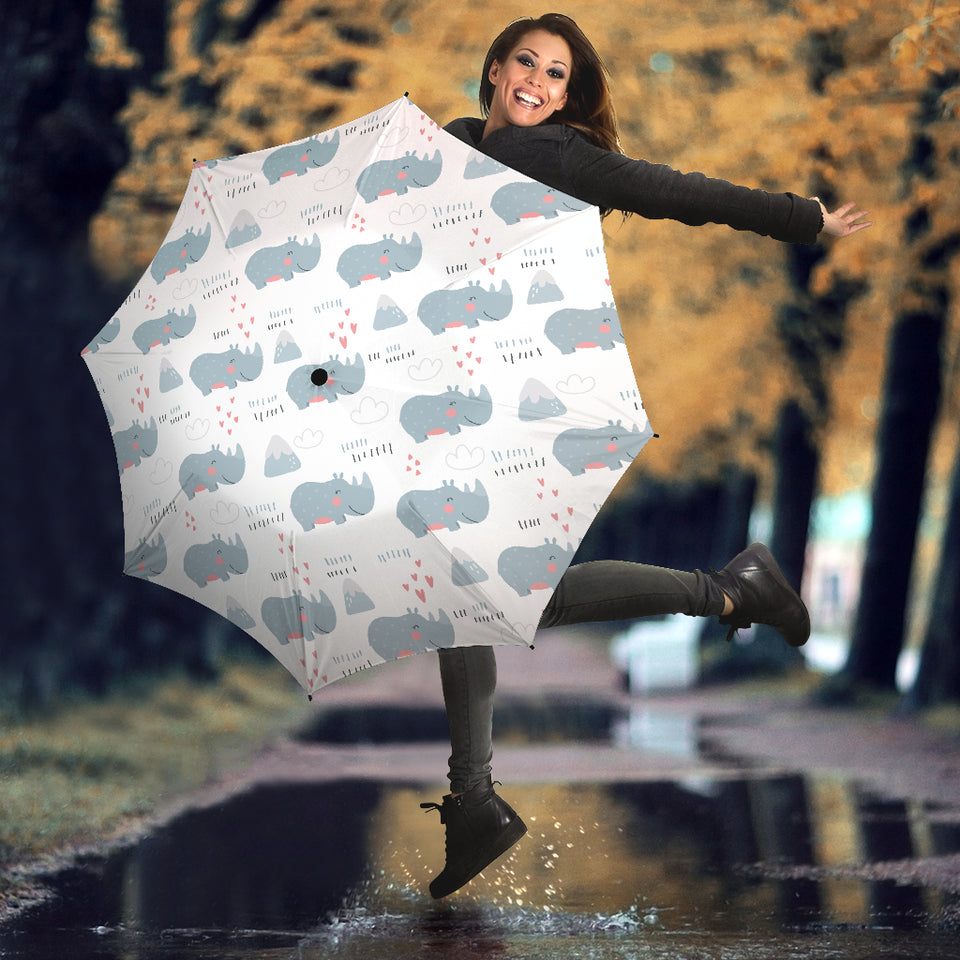 Cute Rhino Heart Pattern Umbrella