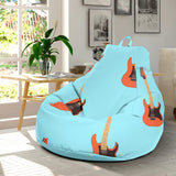 Electric Guitar Pattern Light Blue Background Bean Bag Cover