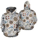 Cute Nautical Steering Wheel Anchor Pattern Men Women Pullover Hoodie