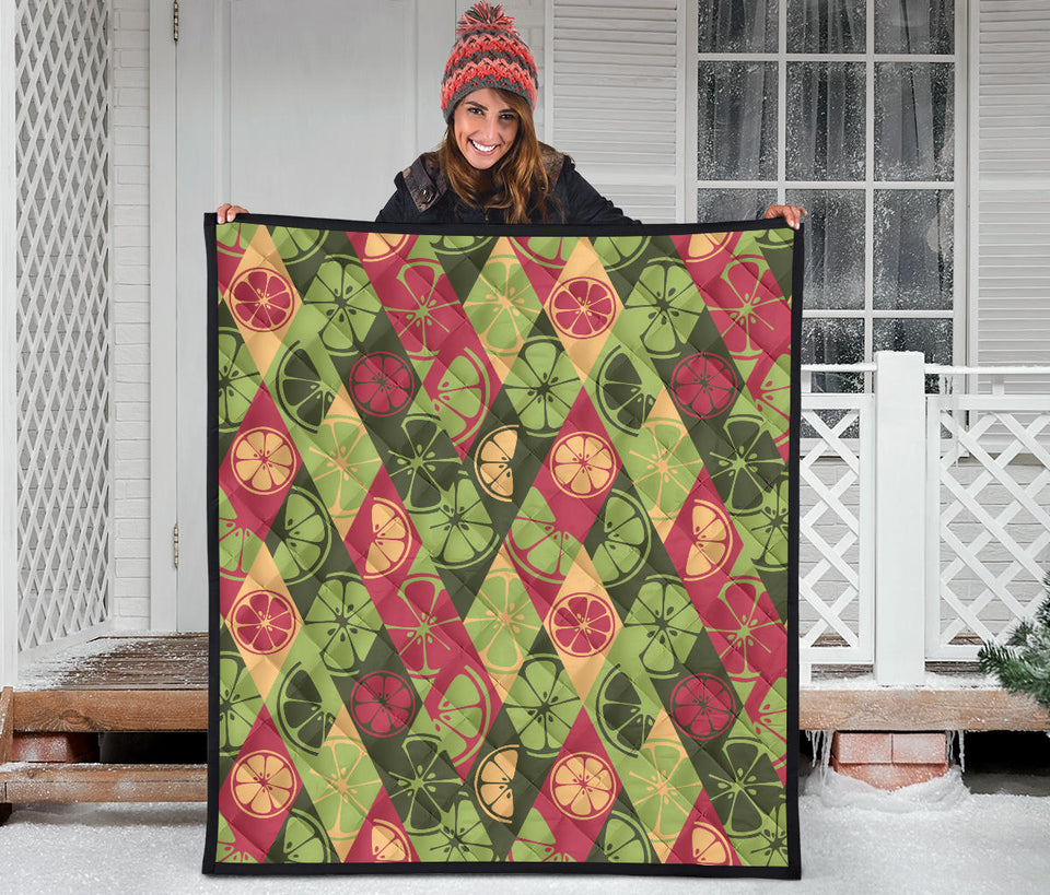 Cool Geometric Lime Pattern Premium Quilt