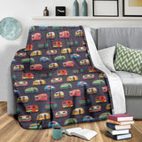 Camper Van Pattern Print Design 02 Premium Blanket