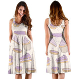 Cakes Pies Tarts Muffins And Eclairs Purple Blueberry Topping Pattern Sleeveless Midi Dress
