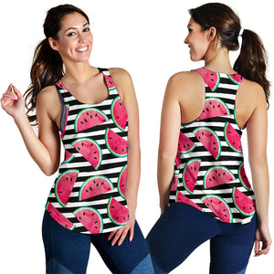 Watercolor paint textured watermelon pieces Women Racerback Tank Top