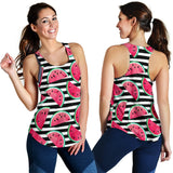 Watercolor paint textured watermelon pieces Women Racerback Tank Top
