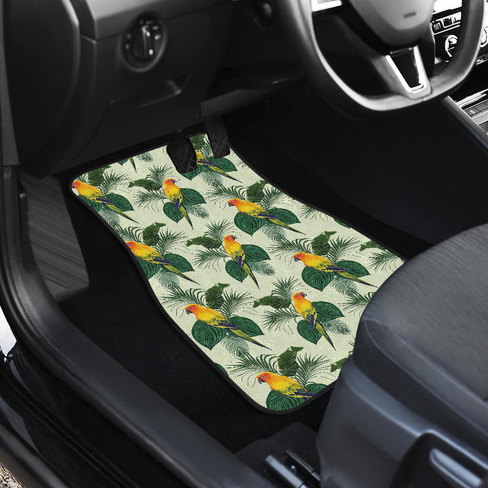 Beautiful Parrot Palm Leaves Pattern Front Car Mats