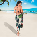 Heliconia Flowers, Palm And Monstera Leaves Sarong