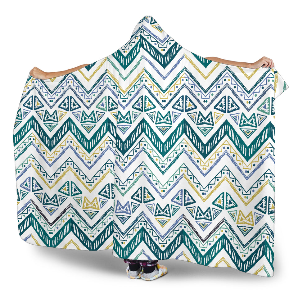 Zigzag  Chevron Paint Design Pattern Hooded Blanket