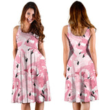 Pink Flamingos Pattern Background Sleeveless Midi Dress