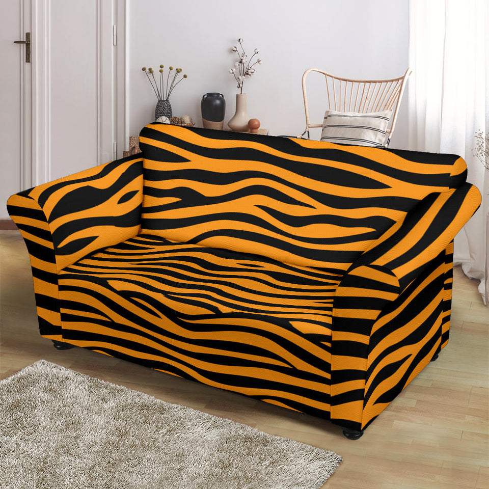 Bengal Tigers Skin Print Pattern Background Loveseat Couch Slipcover