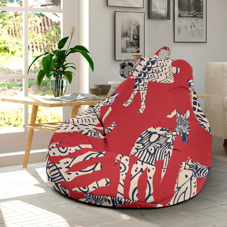 Zebra Abstract Red Background Bean Bag Cover