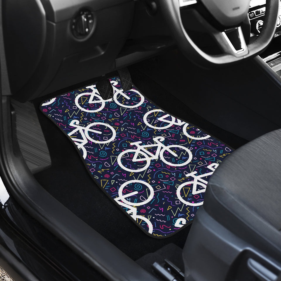 Bicycle Pattern Print Design 03 Front and Back Car Mats