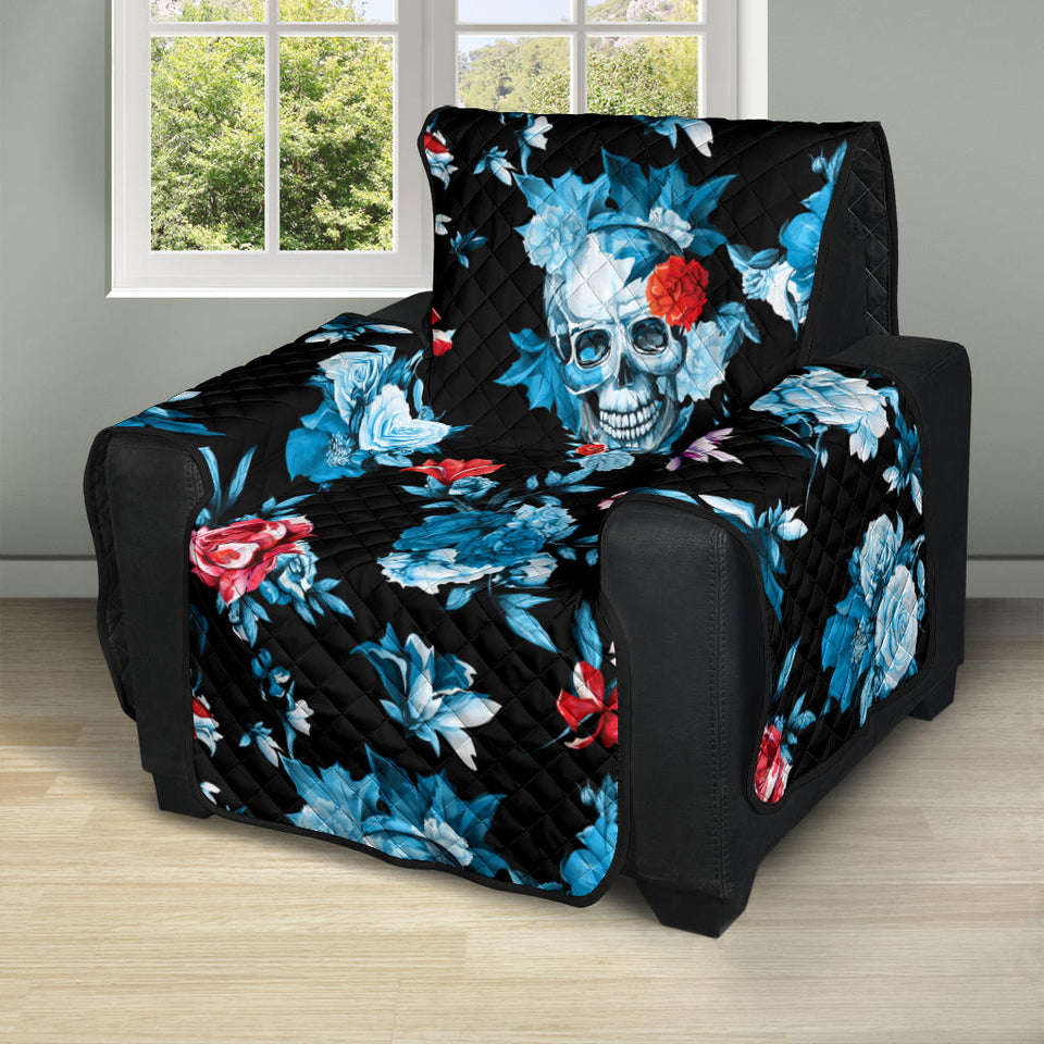 Skull flower roses leave pattern Recliner Cover Protector