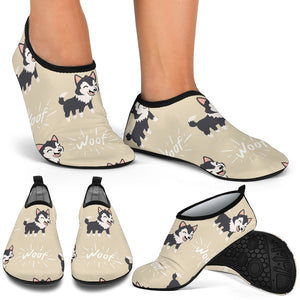 Cute Siberian Husky Aqua Shoes