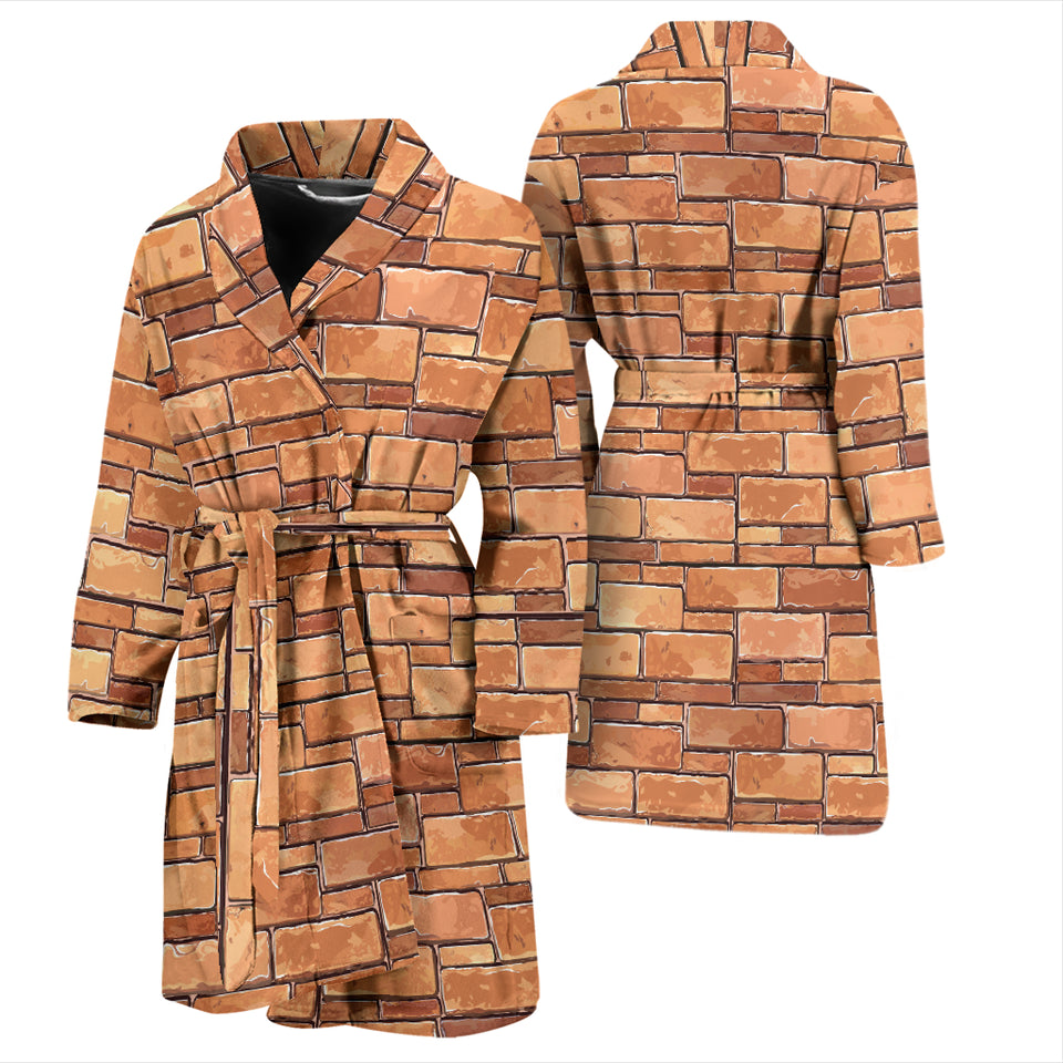 Brick Printed Pattern Print Design 04 Men's Bathrobe