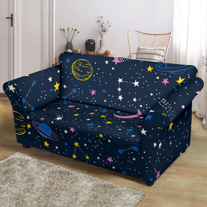 Space Pattern With Planets, Comets, Constellations And Stars Loveseat Couch Slipcover