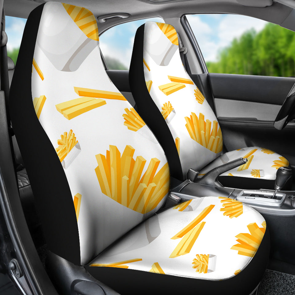 French Fries White Paper Box Pattern Universal Fit Car Seat Covers