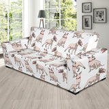 Bull Terrier Pattern Print Design 04 Sofa Slipcover
