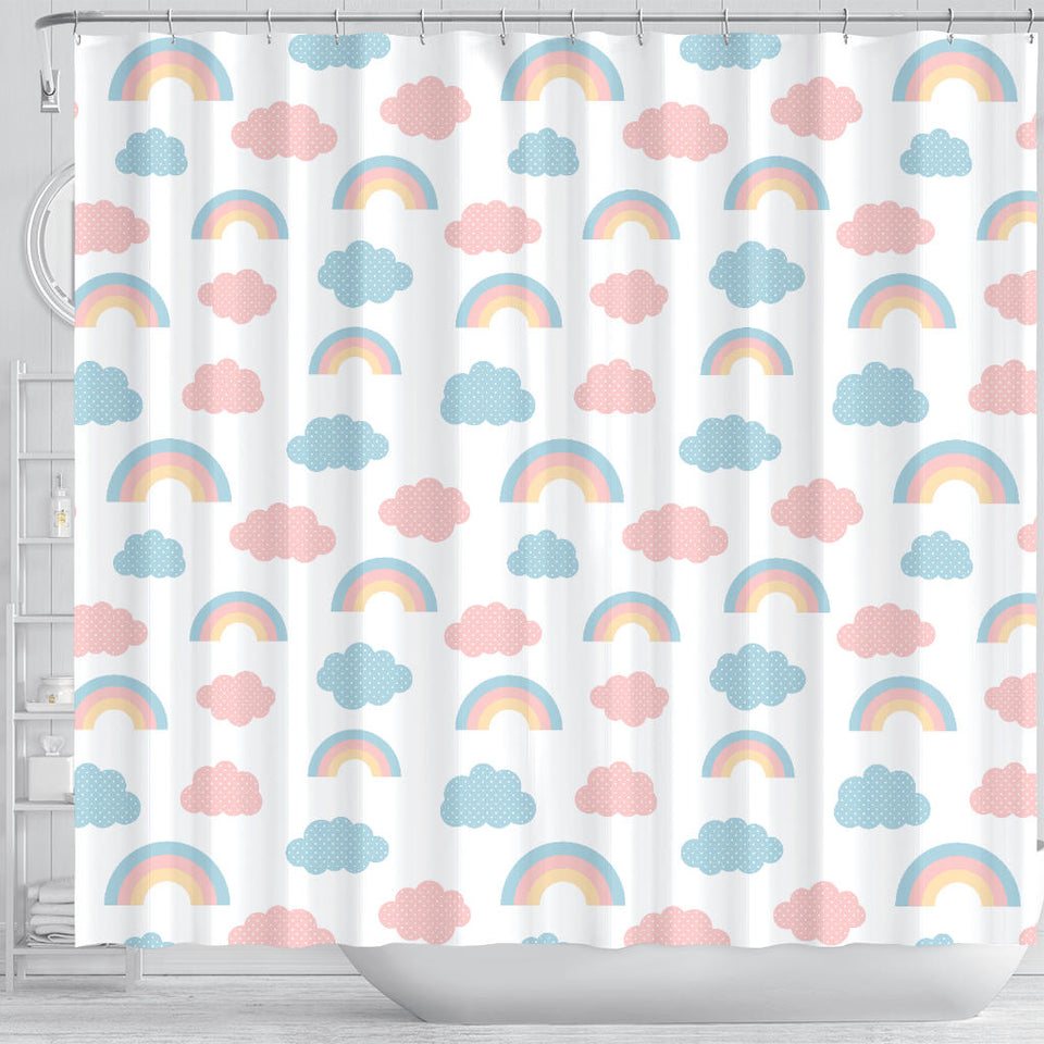 Cute Rainbow Clound Pattern Shower Curtain Fulfilled In US