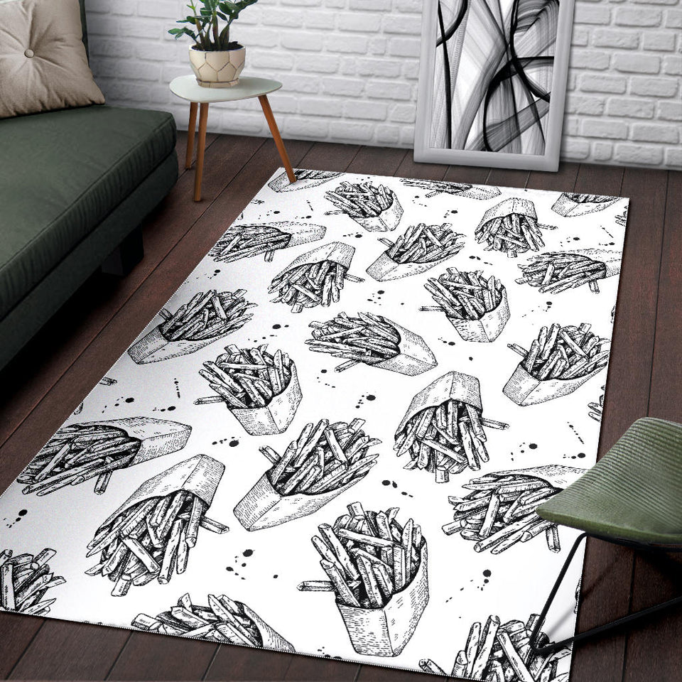 Hand Drawn French Fries Pattern Area Rug