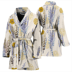 Lavender Modern Pattern Blackground Women'S Bathrobe