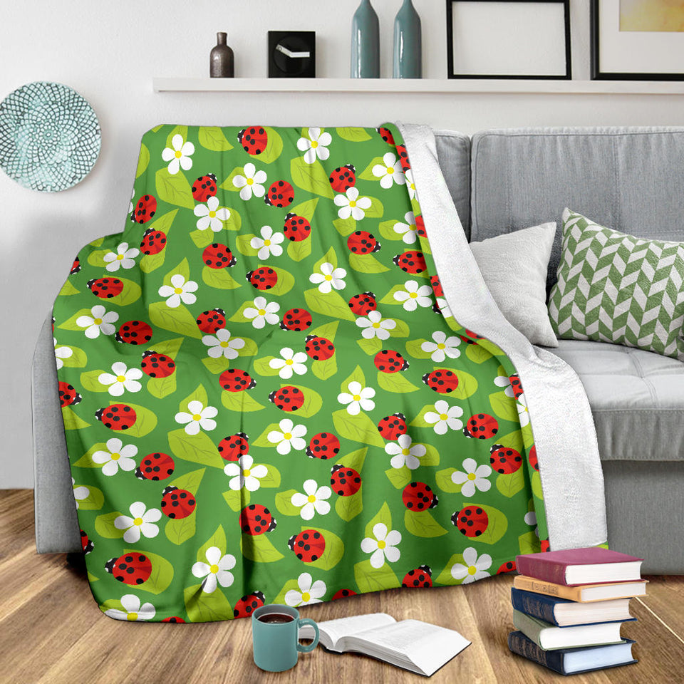Ladybug Pattern Print Design 01 Premium Blanket
