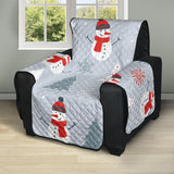 Snowman christmas  tree snow gray background Recliner Cover Protector
