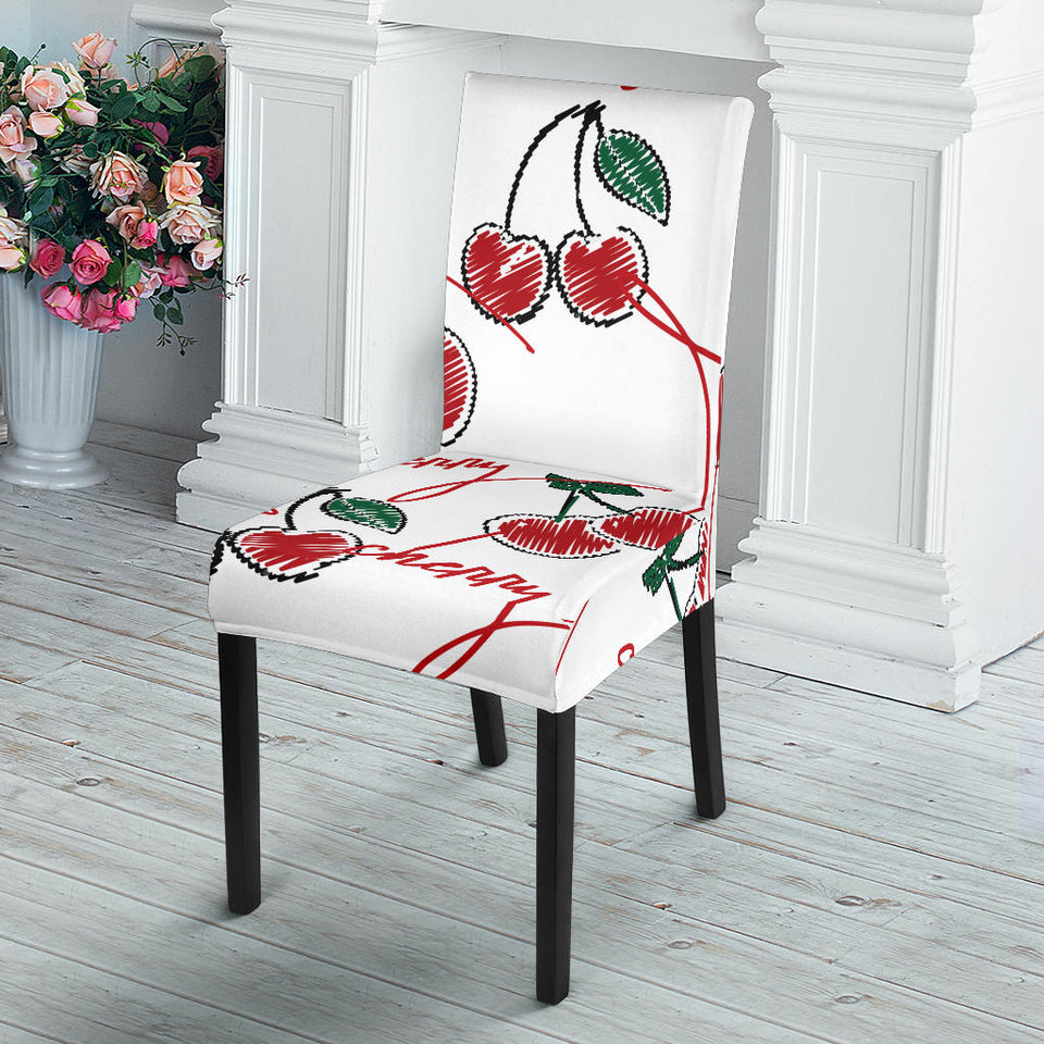 Hand Drawn Cherry Pattern Dining Chair Slipcover