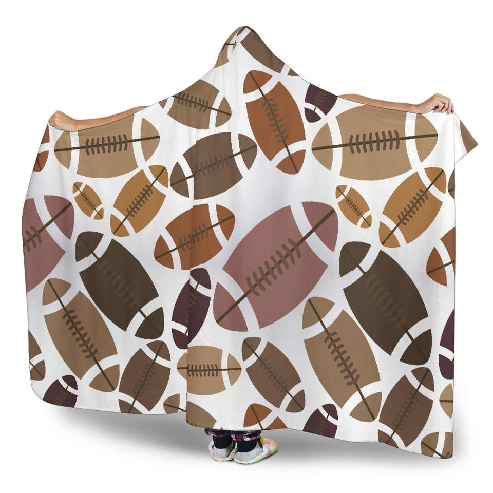 American Football Ball Pattern Hooded Blanket