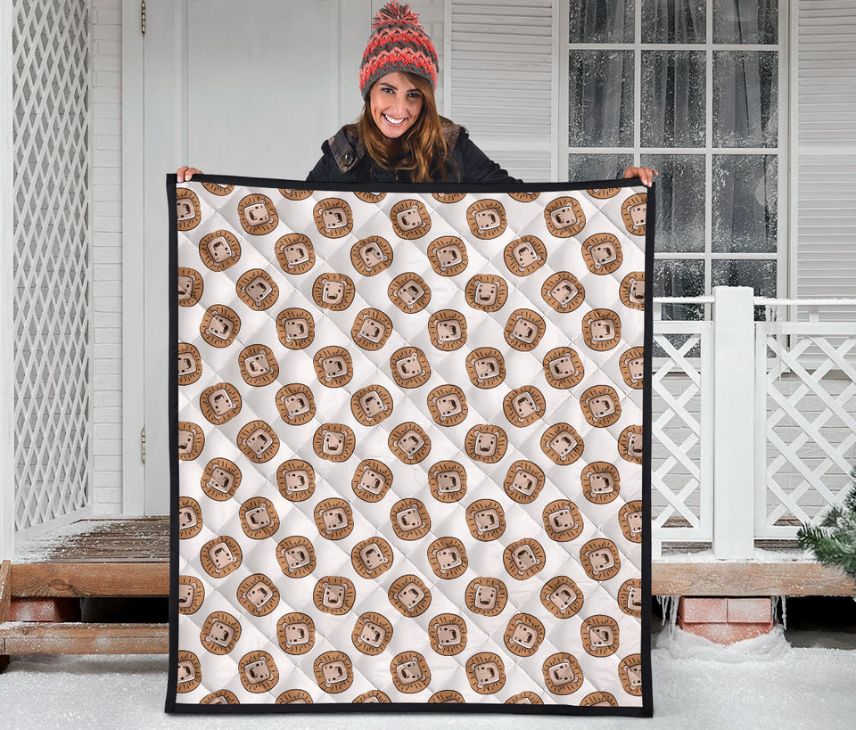 Lion Pattern Print Design 01 Premium Quilt