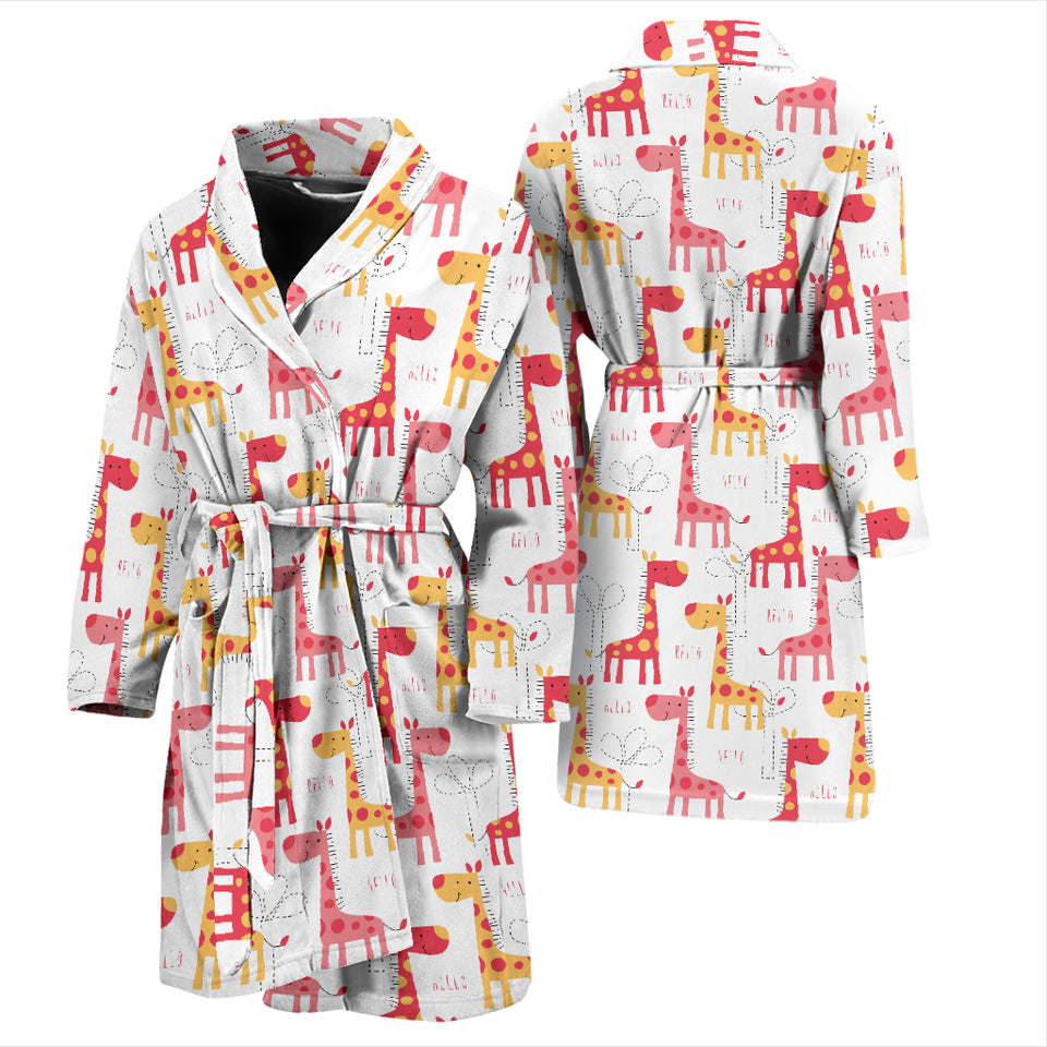 Giraffe Pattern Print Design 03 Men's Bathrobe