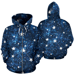 Night Sky Star Pattern Zip Up Hoodie