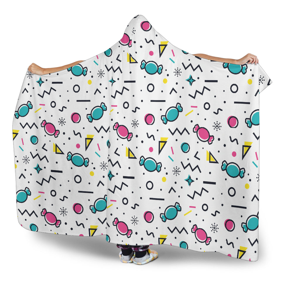 Candy Design Pattern Hooded Blanket