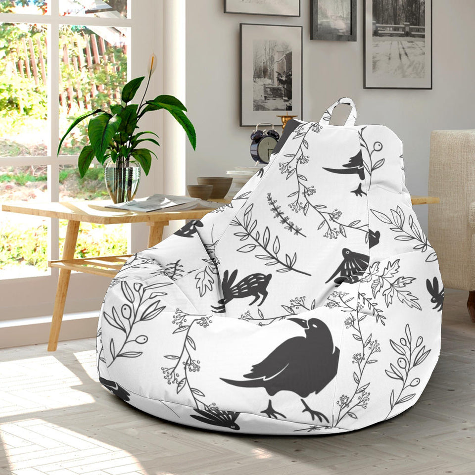 Crows Floral Wreath Rabbit Pattern Bean Bag Cover
