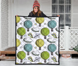 Hot Air Balloon Bird Cloud Pattern Premium Quilt