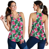 Watermelons tropical palm leaves pattern Women Racerback Tank Top