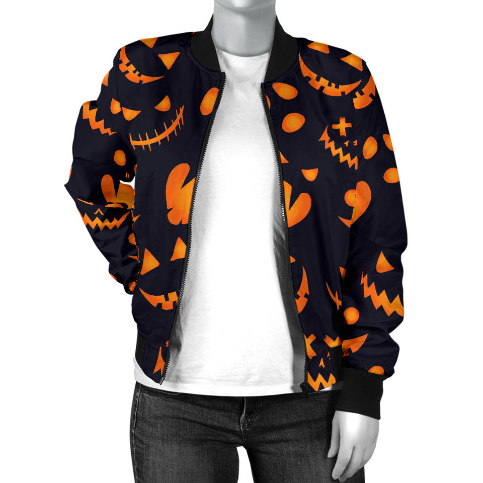 Halloween Pattern Pumpkin Background Women'S Bomber Jacket