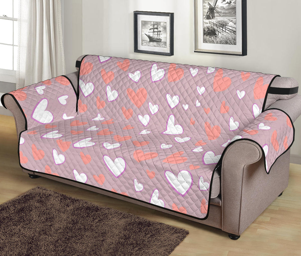 coral white heart pattern Sofa Cover Protector