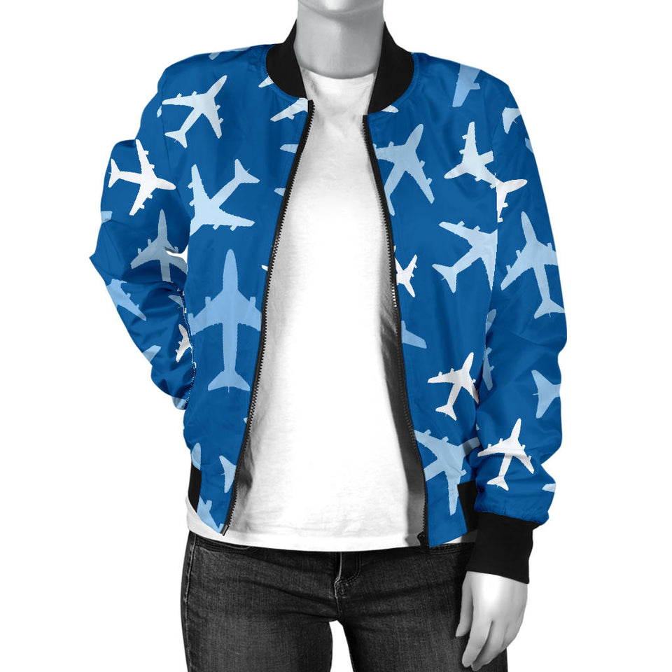 Airplane Pattern In The Sky Women'S Bomber Jacket